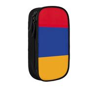 AYYQWE Astuccio con stampa bandiera dell'Armenia, pratico astuccio multi-scomparto per ufficio, viaggi, scuola, arte e uso quotidiano, Nero , Taglia unica, Con tasca per il
