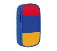 AYYQWE Astuccio con stampa bandiera dell'Armenia, pratico astuccio multi-scomparto per ufficio, viaggi, scuola, arte e uso quotidiano, Blu, Taglia unica, Con tasca per il