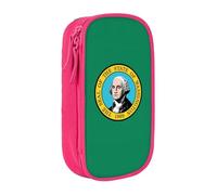 AYYQWE Astuccio con stampa bandiera Washington pratico astuccio multi-scomparto ufficio viaggi scuola arte forniture quotidiane, rosa, Taglia unica, Con tasca per il