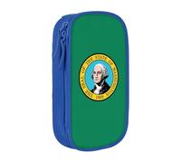 AYYQWE Astuccio con stampa bandiera Washington pratico astuccio multi-scomparto ufficio viaggi scuola arte forniture quotidiane, Blu, Taglia unica, Con tasca per il