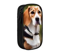 AYYQWE Astuccio con stampa di cane Beagle, pratico astuccio multi-scomparto per ufficio, viaggi, scuola, arte e uso quotidiano, Nero , Taglia unica, Con tasca per il