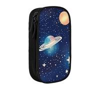 AYYQWE Astuccio con stampa di cielo stellato, universo, spaziale, pratico, multi-scomparto, per ufficio, viaggi, scuola, arte e uso quotidiano, Nero , Taglia unica, Con tasca per il