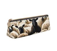 AYYQWE Astuccio con stampa di pecore e agnelli, grande capacità, triangolare, con cerniera, per trucchi, scuola, università, bianco, Taglia unica