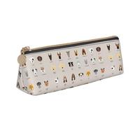 AYYQWE Astuccio per studenti con stampa di razza di cane, grande capacità, triangolare, con cerniera, per trucchi, scuola, università, bianco, Taglia unica