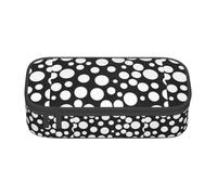 AYYQWE Astuccio versatile per studenti con stampa a pois bianchi e neri, 20,3 x 5,1 x 9,4 cm, per scuola e ufficio, Nero , Taglia unica