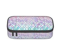 AYYQWE Astuccio versatile per studenti con stampa di sirena, rosa pastello, viola, verde acqua, 20 x 5 x 9,4 cm, per scuola, ufficio, Nero , Taglia unica