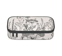 AYYQWE Astuccio versatile per studenti con stampa floreale con erbe botaniche, 8,3 x 2 x 9,4 cm, borsa portaoggetti per scuola e ufficio, Nero , Taglia unica