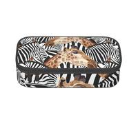 AYYQWE Astuccio versatile per studenti con stampa zebra e giraffa, 8,3 x 2 x 9,4 cm, borsa portaoggetti per scuola e ufficio, Nero , Taglia unica