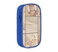 AYYQWE Barca Spiaggia Stella Marina Shell Stampa Pratico Astuccio Multi-Scomparti Ufficio Viaggi Scuola Arte, Blu, Taglia unica, Con tasca per il