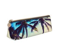 AYYQWE Beach Palm Trees 1 Stampa Studente Matita Caso Grande Capacità Triangolo Sacchetto Cerniera Penna Trucco Scuola College, bianco, Taglia unica