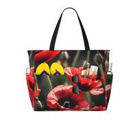 AYYQWE Bella borsa da spiaggia con stampa di papaveri rossi elegante borsa per il fine settimana riutilizzabile leggera palestra picnic campeggio donne uomini