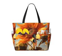 AYYQWE Bella stampa girasole Beach Tote Elegante Weekend Bag Riutilizzabile Leggero Palestra Picnic Campeggio Donne Uomini