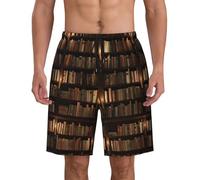 AYYQWE Biblioteca Libreria Stampa Libro Uomini Costume Da Bagno Leggero Traspirante Spiaggia Gite Pantaloncini Surf Attività Estive, Nero , 3XL