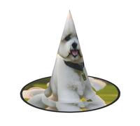 AYYQWE Bichon Frise Dog On The Grass Stampa Comodo Cappello da Strega di Halloween Unisex per Feste Carnevale Natale e Cosplay