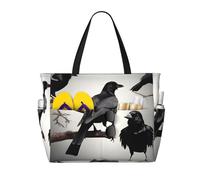 AYYQWE Black Crow Birds on a branch Print Beach Tote Elegante Weekend Bag Riutilizzabile Leggero Palestra Picnic Campeggio Donne Uomini