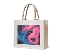 AYYQWE Blu e Rosa Fuoco Stampa Elegante Tote Bag Riutilizzabile Shopping Eco-Friendly Tela Viaggi All'aperto Tutti i Giorni