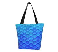 AYYQWE Borsa a tracolla da donna con stampa a squame di pesce blu mare oceano borsa a tracolla leggera moda tote casual shopping quotidiano