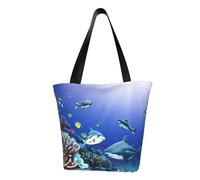 AYYQWE Borsa a tracolla estiva con stampa di squalo che nuota sotto il mare borsa a tracolla da spiaggia borsa da viaggio shopping palestra escursionismo feste eventi