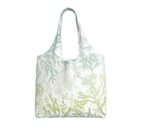 AYYQWE Borsa a tracolla extra large in tela con stampa di alghe verdi e blu mare per lo shopping, i viaggi, il fine settimana
