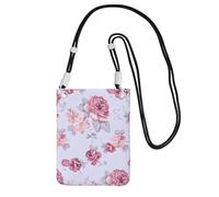 AYYQWE Borsa a tracolla sottile con stampa floreale con rose rosse, multiuso, per viaggi, corsa, uso quotidiano, Nero , Taglia unica