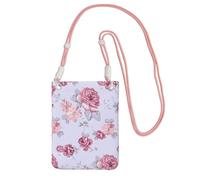 AYYQWE Borsa a tracolla sottile con stampa floreale con rose rosse, multiuso, per viaggi, corsa, uso quotidiano, rosa, Taglia unica