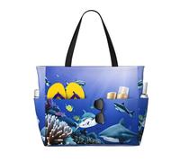 AYYQWE Borsa da spiaggia con squalo che nuota sotto il mare borsa elegante per il fine settimana riutilizzabile leggera palestra picnic campeggio donne uomini