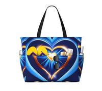 AYYQWE Borsa da spiaggia con stampa a cuore blu cielo elegante borsa da fine settimana riutilizzabile leggera palestra picnic campeggio donne uomini