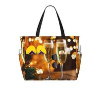 AYYQWE Borsa da spiaggia con stampa a forma di tazza di vino, borsa da fine settimana, riutilizzabile, leggera, per palestra, picnic, campeggio, donne e