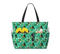 AYYQWE Borsa da spiaggia con stampa di uccelli tropicali e foglie di piante elegante borsa per il fine settimana riutilizzabile leggera palestra picnic campeggio donne uomini