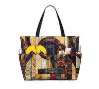 AYYQWE Borsa da viaggio leggera da spiaggia con stampa artistica a forma di chitarra, da donna, da uomo, di grande capacità, per vacanze all'aperto, picnic