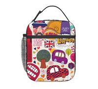 AYYQWE Borsa per il pranzo alla moda con stampa di giornali scolastici in inglese pratica borsa termica per pasto borsa da pesca scuola uffici spiagge