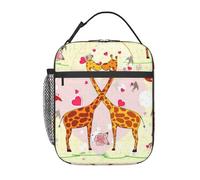 AYYQWE Borsa per il pranzo alla moda con stampa di giraffa cuore fiore farfalla pratica isolata borsa per pasto pesca scuola uffici spiagge