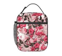 AYYQWE Borsa per il pranzo alla moda con stampa floreale fenicottero pratica borsa termica per pasto tote pesca scuola uffici spiagge