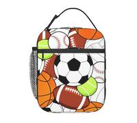 AYYQWE Borsa per il pranzo alla moda con stampa palla sportiva pratica borsa termica per pasto tote pesca scuola uffici spiagge