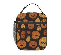 AYYQWE Borsa per il pranzo alla moda con stampa zucca di Halloween, pratica borsa termica per pasto tote pesca scuola uffici spiagge