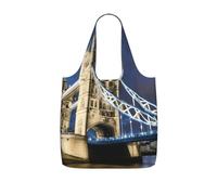 AYYQWE Borsa per la spesa pieghevole e riutilizzabile con stampa Tower Bridge in Londra, per viaggi, palestra, pendolarismo e campeggio