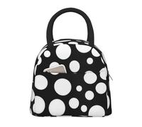 AYYQWE Borsa termica funzionale con stampa a pois neri e bianchi, borsa per pasti portatile, per scuola, picnic, viaggi, routine quotidiana