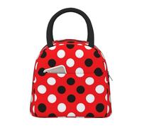 AYYQWE Borsa termica funzionale per pasti con stampa a pois rossi e bianchi, borsa per la scuola, picnic, viaggi, routine quotidiana