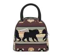 AYYQWE Borsa termica funzionale per pasti, con stampa orso, portatile, per scuola, picnic, viaggi, routine quotidiana