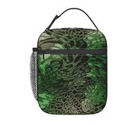 AYYQWE Borsa termica per il pranzo con stampa di serpente verde, pratica borsa termica per pasti, pesca, scuola, uffici, spiagge