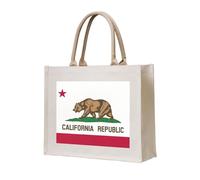 AYYQWE California State Flag Print Elegante Tote Bag Riutilizzabile Shopping Eco-Friendly Tela Viaggi All'aperto Tutti i Giorni