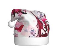 AYYQWE Cappello di Babbo Natale con stampa della Torre Eiffel di Parigi, per uomo e donna, decorazione per feste, Capodanno, celebrazioni natalizie