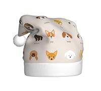 AYYQWE Cappello di Babbo Natale con stampa di razza di cane per uomo donna decorazione festa capodanno celebrazioni festive cappello di Natale