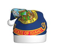 AYYQWE Cappello di Natale con stampa bandiera dell'Idaho, da uomo e da donna, cappello da Babbo Natale, per feste e feste