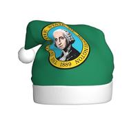 AYYQWE Cappello di Natale con stampa di bandiera Washington, da uomo e da donna, cappello da Babbo Natale per feste e feste