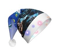 AYYQWE Cappello natalizio unisex per adulti con squalo che nuota sotto il mare, con luci a LED, forniture per feste di vacanza Yuletide Decor