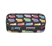 AYYQWE Carino Pecora Colorata Modello Del Cartone Animato Stampa Versatile Studente Matita Caso 8.3 X 2 X 9.4 cm Sacchetto di Immagazzinaggio Scuola U, Nero , Taglia unica