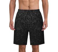 AYYQWE Carta da parati gotica con stampa di teschio, da uomo, costume da bagno leggero e traspirante, per gite in spiaggia, surf, attività estive, Nero , M