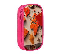 AYYQWE Cartina del mondo composta da spezie stampa pratico astuccio multi-scomparto ufficio viaggi scuola arte forniture quotidiane, rosa, Taglia unica, Con tasca per il