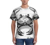 AYYQWE Cartoon Crab 1 Stampa Moda Uomo Manica Corta T-shirt Abbigliamento Palestra Traspirante Allenamento Estate Casual Outing, Nero , XXL